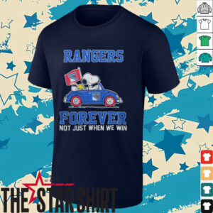 New York Rangers X Peanuts Snoopy And Woodstock Driving Car Forever Not Just When We Win 2024 Shirt