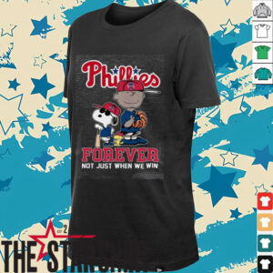 Philadelphia Phillies Peanuts Snoopy x Charlie Brown x Woodstock Forever Not Just When We Win Logo T Shirt