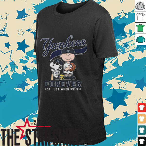 Peanuts Snoopy x Charlie Brown x Woodstock New York Yankees Forever Not Just When We Win T Shirt