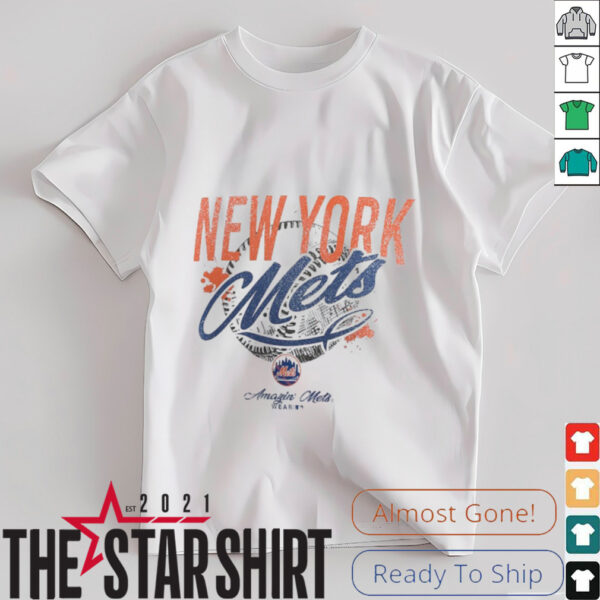 New York Mets WEAR by Erin Andrews Women’s Distressed Cropped  T Shirt