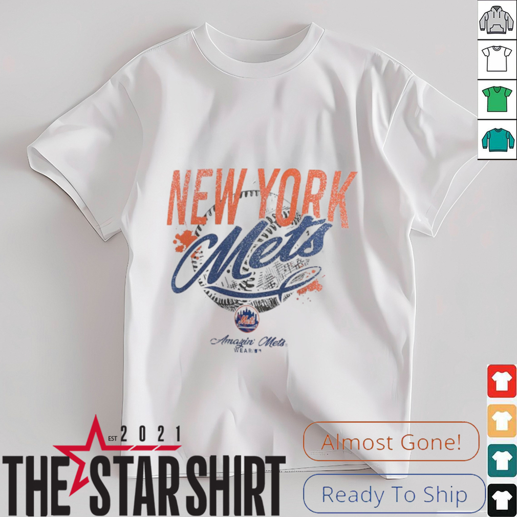 New York Mets WEAR by Erin Andrews Women's Distressed Cropped T Shirt New York Mets WEAR by Erin Andrews Women's Distressed Cropped T Shirt