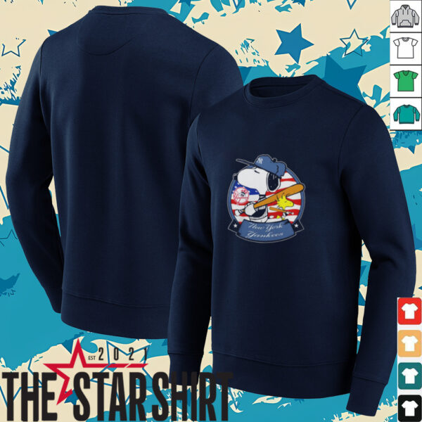 New York Yankees Shirt Snoopy And Woodstock New York Yankees American Flag T Shirt
