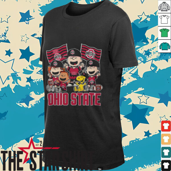Ohio State Buckeyes Shop Snoopy Charlie Brown And Friends Buckeyes Flags T Shirt