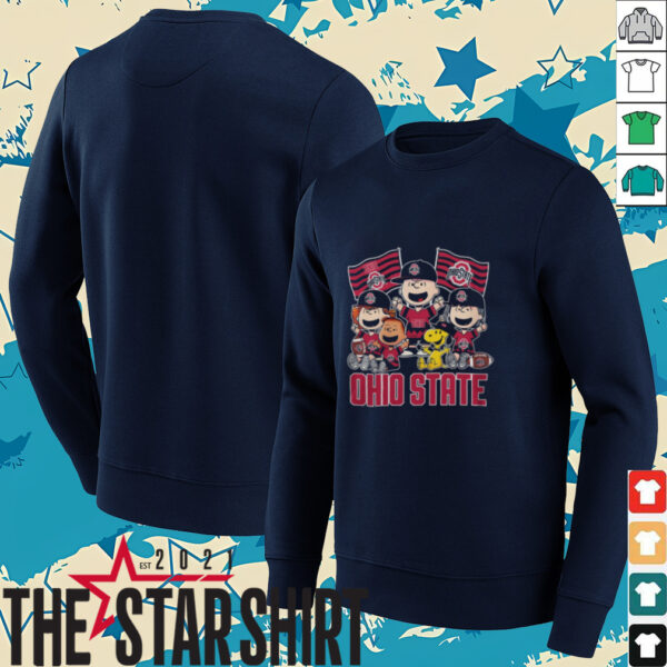 Ohio State Buckeyes Shop Snoopy Charlie Brown And Friends Buckeyes Flags T Shirt