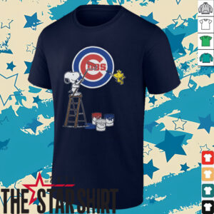 Snoopy And Woodstock Painting Chicago Cubs MLB Logo Shirt Black