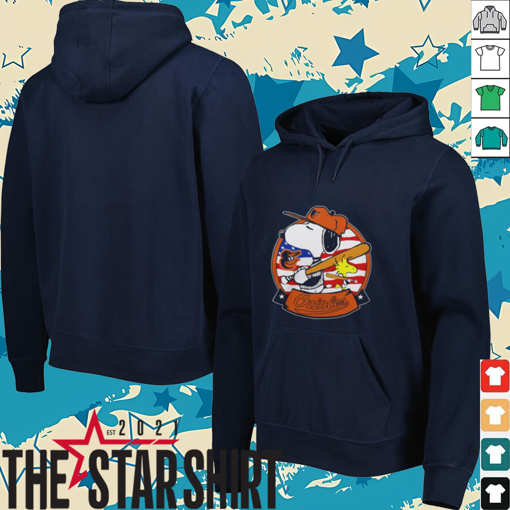Snoopy And Woodstock Baltimore Orioles Baseball Player American Flag T Shirt Snoopy And Woodstock Baltimore Orioles Baseball Player American Flag T Shirt
