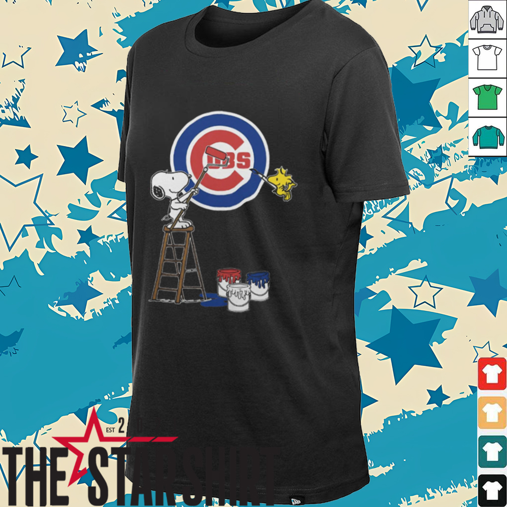 Snoopy And Woodstock Painting Chicago Cubs MLB Logo Shirt Black Snoopy And Woodstock Painting Chicago Cubs MLB Logo Shirt Black