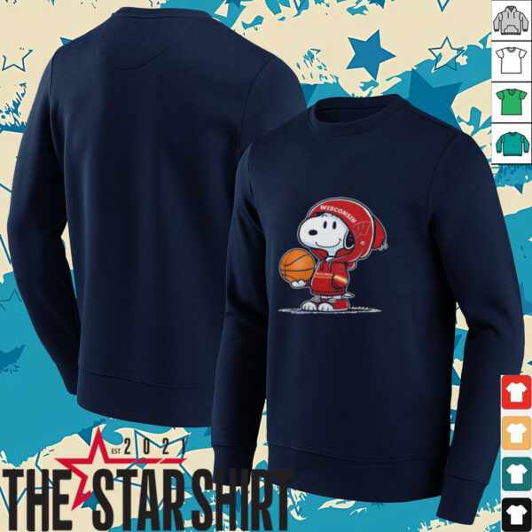 Snoopy Wearing Wisconsin Badgers Basketball Shirt