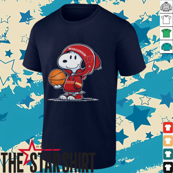 Snoopy Wearing Wisconsin Badgers Basketball Shirt