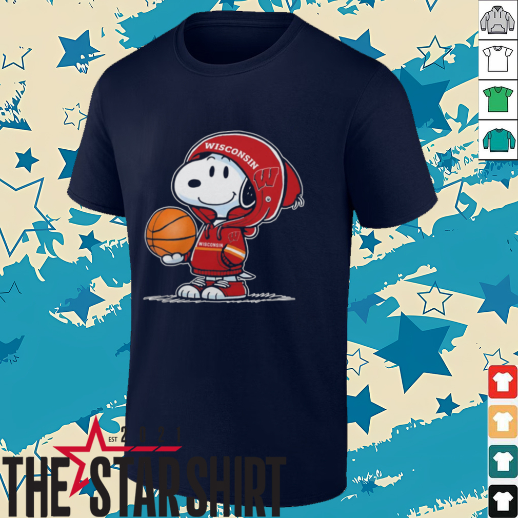 Snoopy Wearing Wisconsin Badgers Basketball Shirt Snoopy Wearing Wisconsin Badgers Basketball Shirt