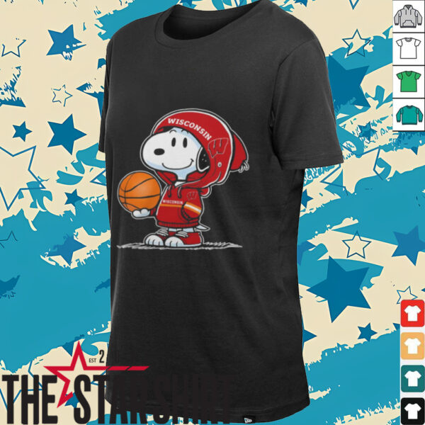 Snoopy Wearing Wisconsin Badgers Basketball Shirt