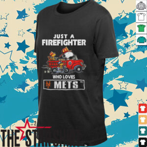 New York Mets Baseball Snoopy And Woodstocks Just A Firefighter Who Loves Mets T Shirt