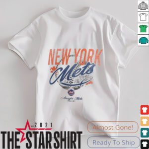 New York Mets WEAR by Erin Andrews Women's Distressed Cropped T Shirt