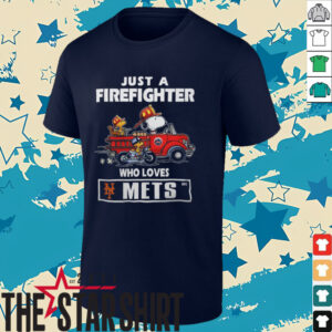 New York Mets Baseball Snoopy And Woodstocks Just A Firefighter Who Loves Mets T Shirt