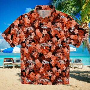 Denver Broncos Floral Pineapple Orange Hawaiian Shirt