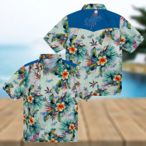 Los Angeles Dodgers Fan Shirt Green Tropical Hawaiian Style for Men