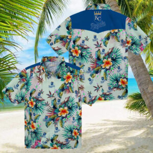 Kansas City Royals Game Day Hawaiian Shirt Tropical Foliage Green Print