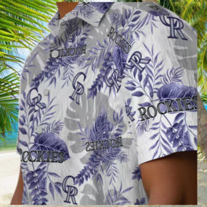 Colorado Rockies Tropical Button Up Hawaiian Shirt Blue White MLB Team Shirt for Summer Baseball Game