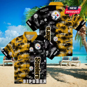 Pittsburgh Steelers Palm Silhouettes Hawaiian Shirt