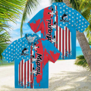 Buy Miami Marlins Stitched Flag Hawaiian Shirt   Stylish MLB Tropical Shirt for Men