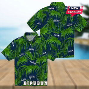 Seattle Seahawks Leafy Palms Hawaiian Shirt