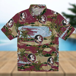 Florida State Seminoles Palm Horizon Garnet Hawaiian Shirt