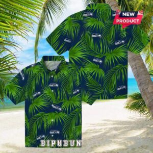 Seattle Seahawks Leafy Palms Hawaiian Shirt