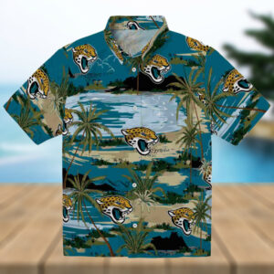Jacksonville Jaguars Palm Horizon Teal Hawaiian Shirt