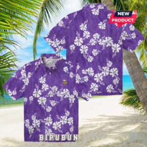 Minnesota Vikings Purple Hibiscus Clusters Hawaiian Shirt