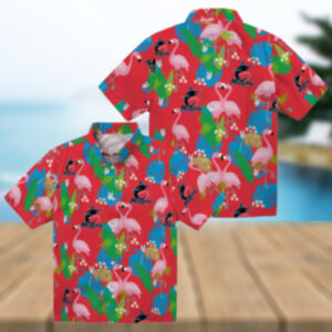 Miami Marlins MLB Hawaiian Shirt Blue Green Foliage & Flamingo Vacation Look