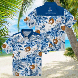 Kansas City Royals Men’s Hawaiian Shirt Blue & White Floral Baseball Fan Gifts