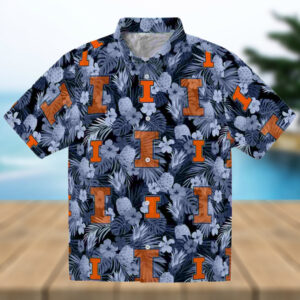 Illinois Fighting Illini Floral Pineapple Blue Hawaiian Shirt