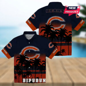 Personalized Chicago Bears Sunset Pattern Hawaiian Shirt