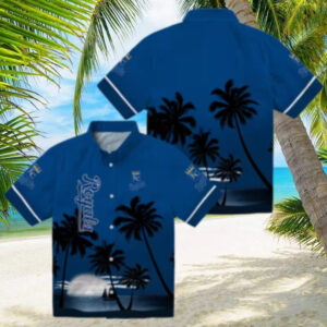 MLB Fans Kansas City Royals Beach Sunset Hawaiian Shirt   Royal Blue & Black Aloha Style