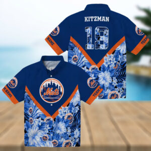 trendy new york mets floral blue hawaiian shirt custom mlb team shirt for fans 2