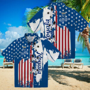 Kansas City Royals Stitched Flag Hawaiian Shirt   Royal Blue Theme Design