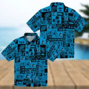 Best Miami Marlins Tropical Hawaiian Shirt Blue & Black Patchwork Aloha Style