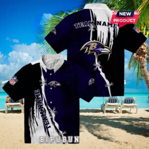 Baltimore Ravens Custom Edgy Streaks Purple Hawaiian Shirt