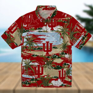 Indiana Hoosiers Palm Horizon Red Hawaiian Shirt