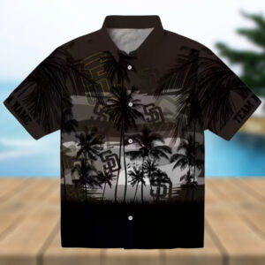 San Diego Padres Brown Black Hawaiian Shirt Tropical Sunset Print Gift for Baseball Fans
