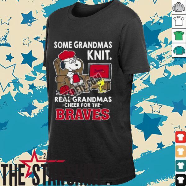 Atlanta Braves Snoopy Grandmas Knit And Woodstock Shirt