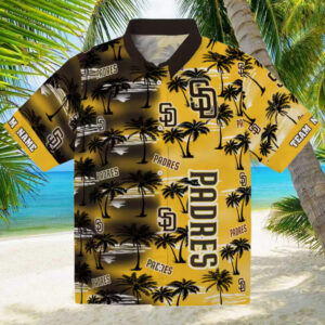 MLB Team San Diego Padres Hawaiian Shirt Brown Palm Silhouette Custom Fan Edition