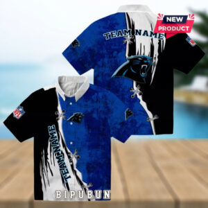 Customized Carolina Panthers Edgy Streaks Hawaiian Shirt