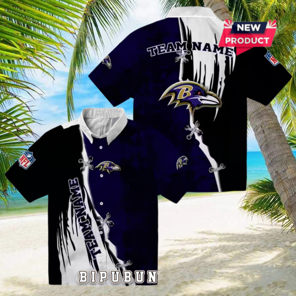 Baltimore Ravens Custom Edgy Streaks Purple Hawaiian Shirt Baltimore Ravens Custom Edgy Streaks Purple Hawaiian Shirt
