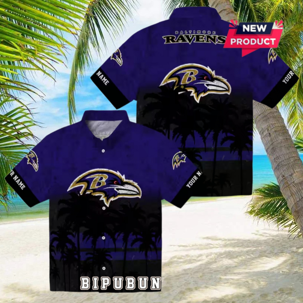 Baltimore Ravens Custom Sunset Pattern Purple Hawaiian Shirt Baltimore Ravens Custom Sunset Pattern Purple Hawaiian Shirt
