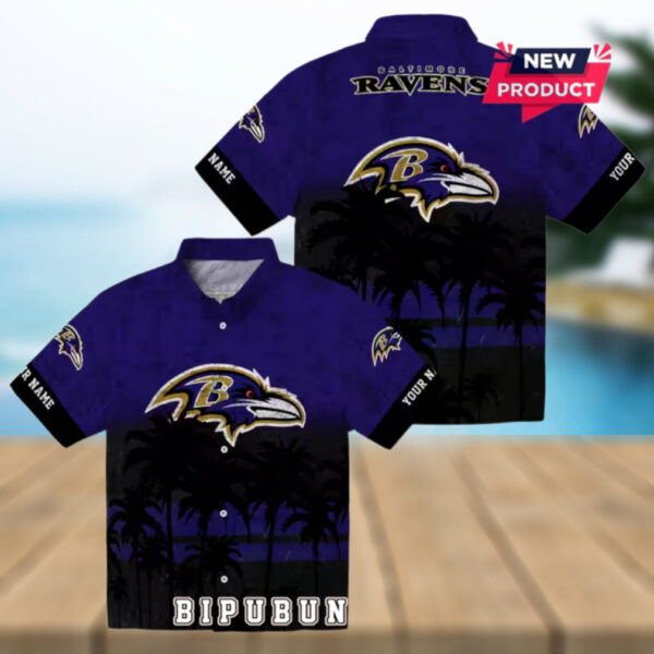 Baltimore Ravens Custom Sunset Pattern Purple Hawaiian Shirt