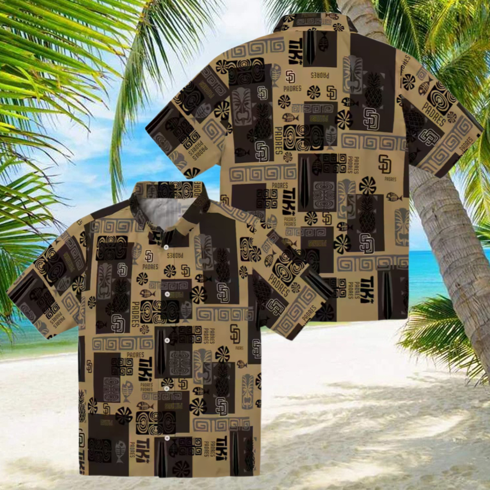Brown San Diego Padres Hawaiian Shirt with Tribal Design Perfect for Summer & Tailgate Brown San Diego Padres Hawaiian Shirt with Tribal Design Perfect for Summer & Tailgate