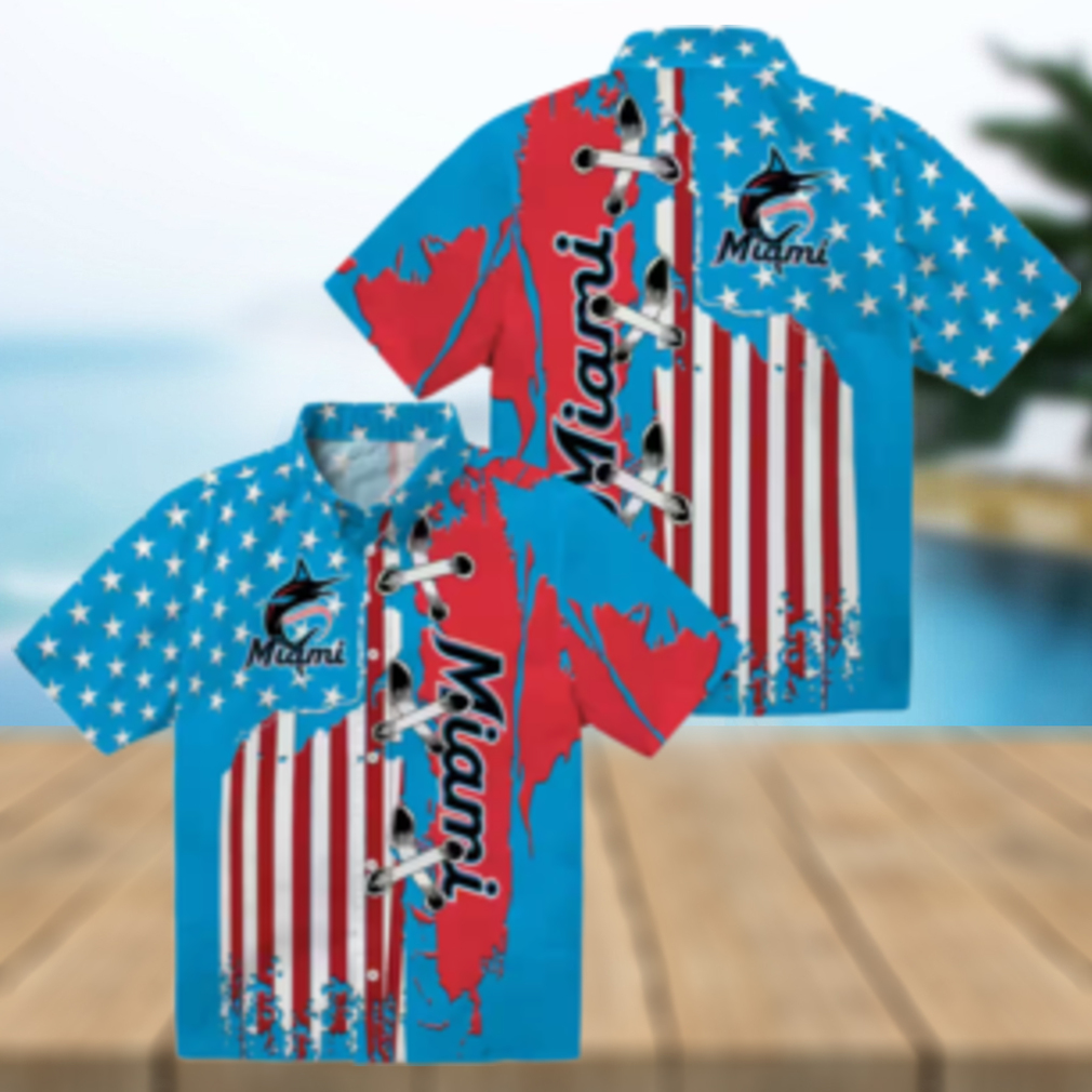 Buy Miami Marlins Stitched Flag Hawaiian Shirt Stylish MLB Tropical Shirt for Men Buy Miami Marlins Stitched Flag Hawaiian Shirt Stylish MLB Tropical Shirt for Men