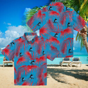 Miami Marlins Tropical Leafy Palms Hawaiian Shirt   MLB Summer Beachwear