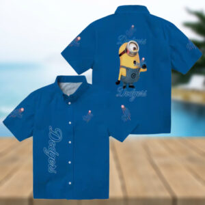 Dodgers Blue Hawaiian Shirt with Stuart Minion MLB Vacation Apparel